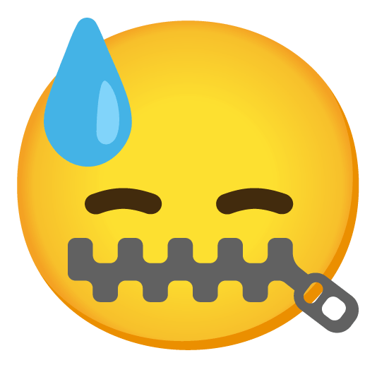 zipper mouth face sweat