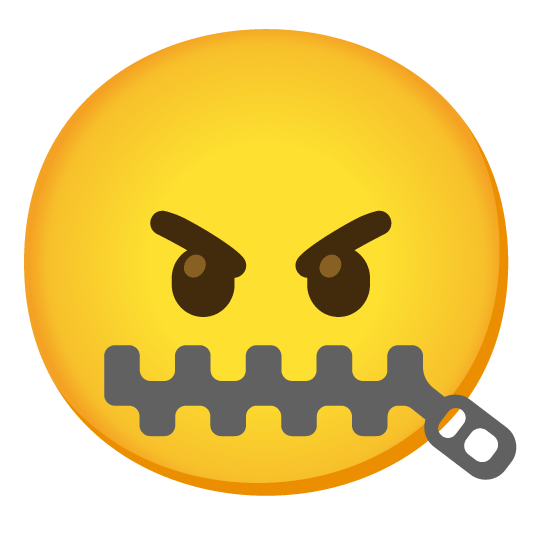 zipper mouth face angry