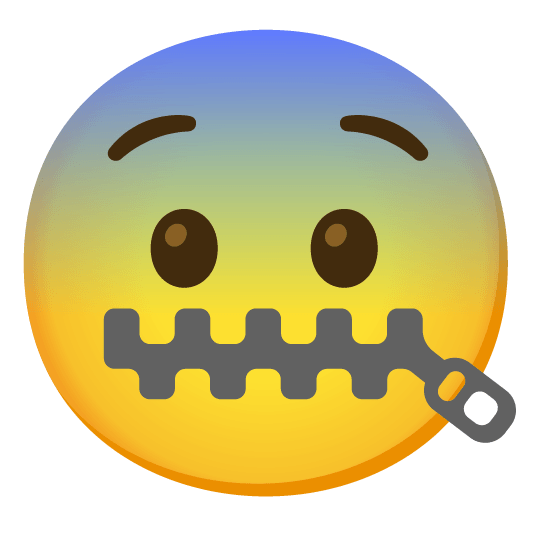 zipper mouth face fearful