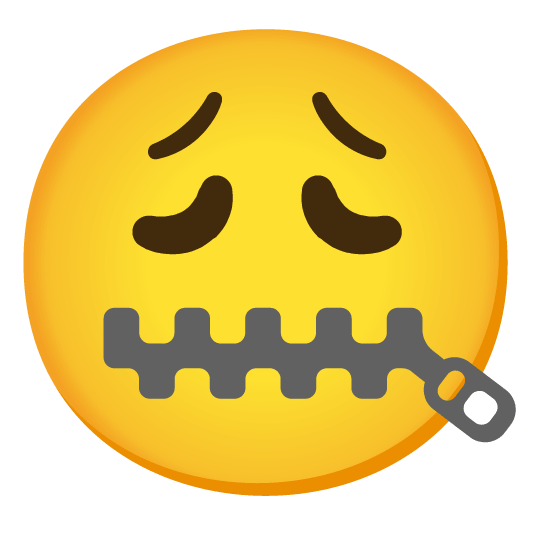 zipper mouth face weary