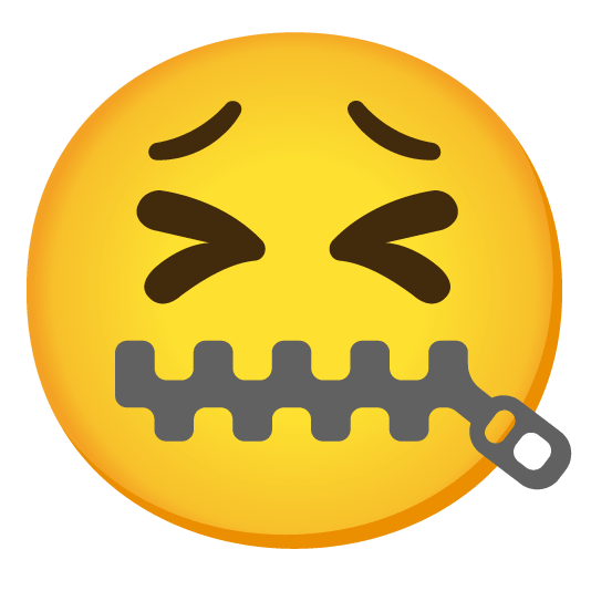 zipper mouth face tired face