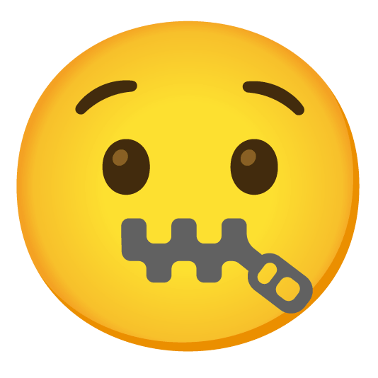 zipper mouth face hushed