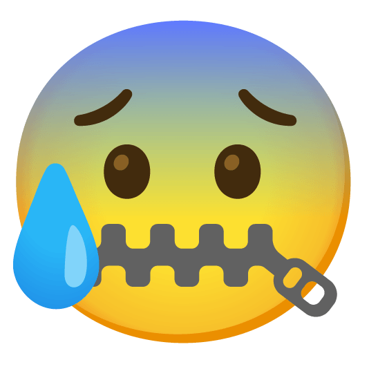 zipper mouth face cold sweat