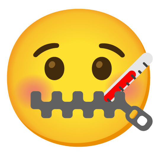 zipper mouth face face with thermometer
