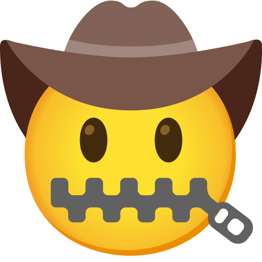 zipper mouth face face with cowboy hat
