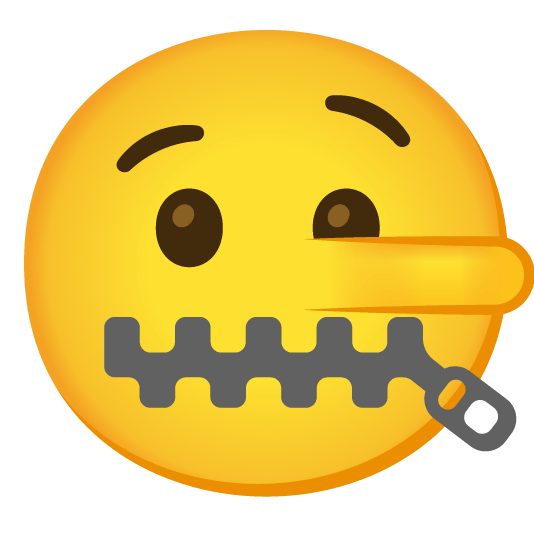 zipper mouth face lying face