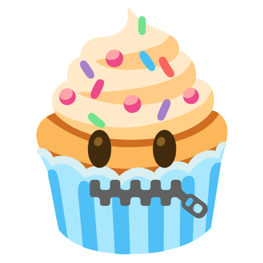 zipper mouth face cupcake