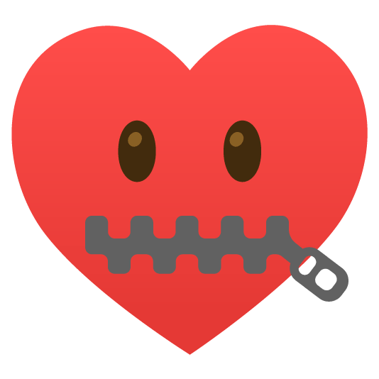 zipper mouth face hearts