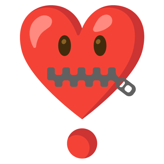 zipper mouth face heavy heart exclamation mark ornament