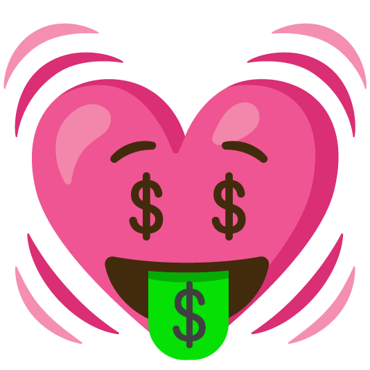 money mouth face heartbeat