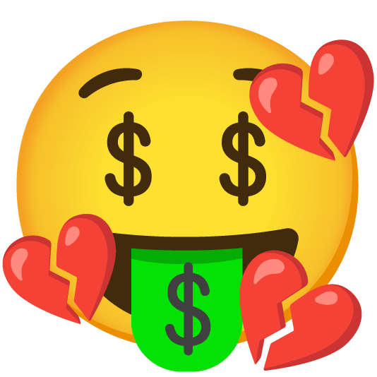money mouth face broken heart