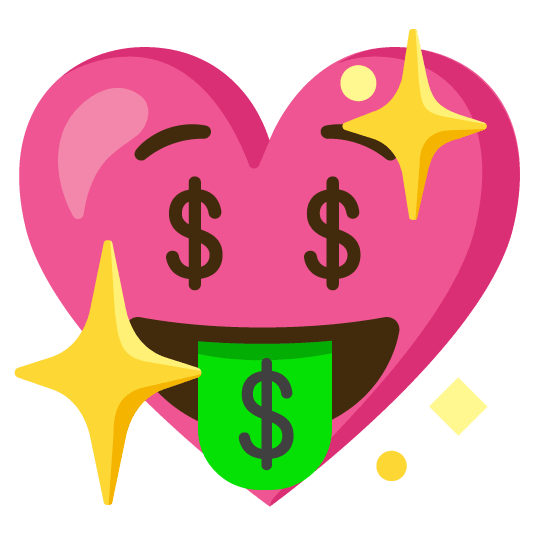 money mouth face sparkling heart
