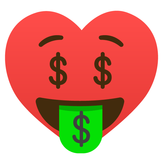 money mouth face hearts