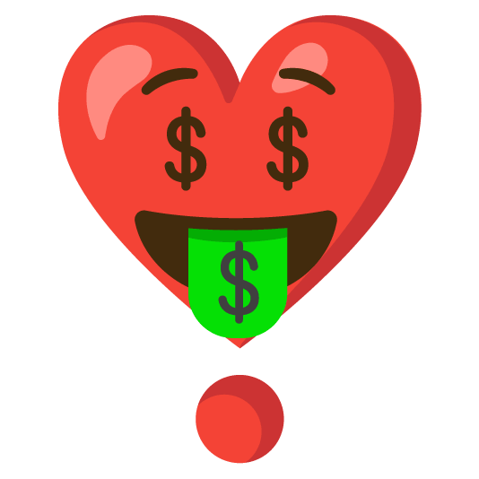 money mouth face heavy heart exclamation mark ornament