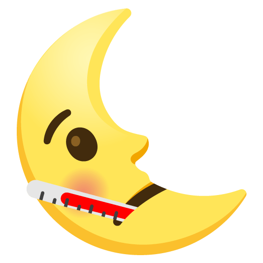 face with thermometer last quarter moon with face