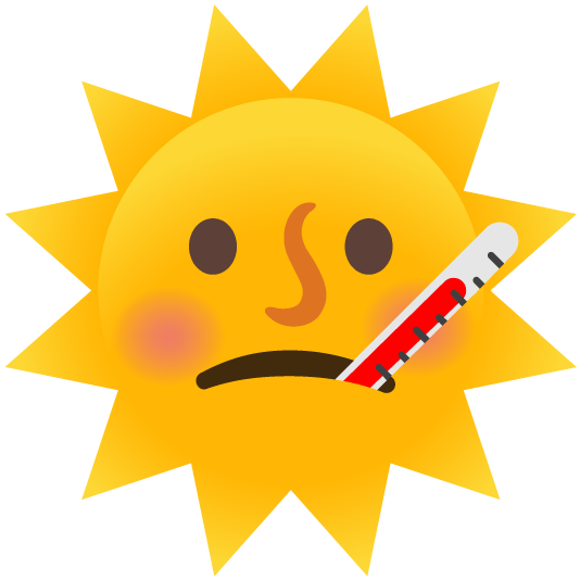 face with thermometer sun with face