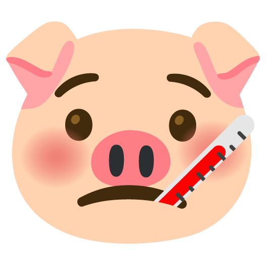 face with thermometer pig