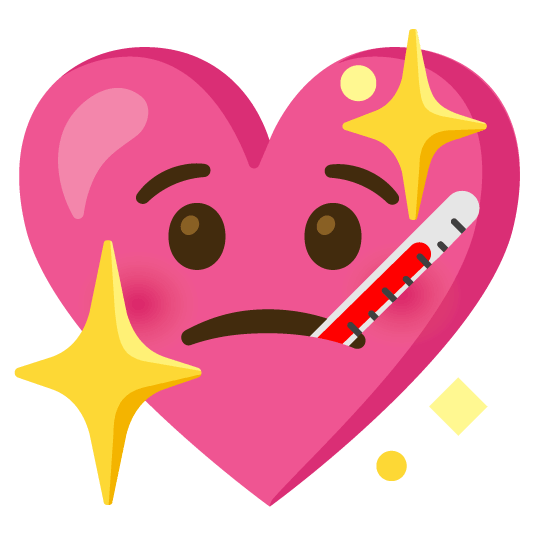 face with thermometer sparkling heart