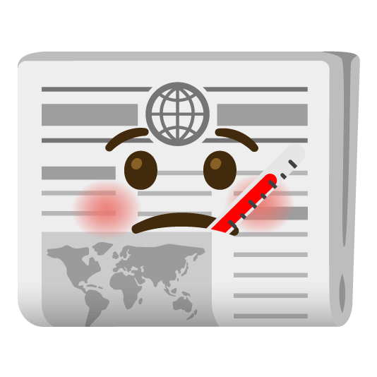 face with thermometer newspaper
