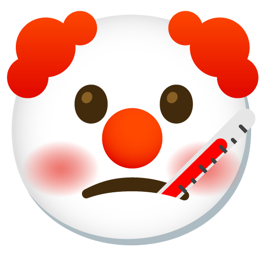 face with thermometer clown face