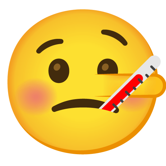 face with thermometer lying face