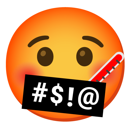 face with thermometer face with symbols on mouth