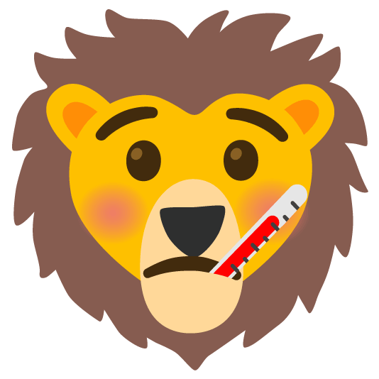 face with thermometer lion face