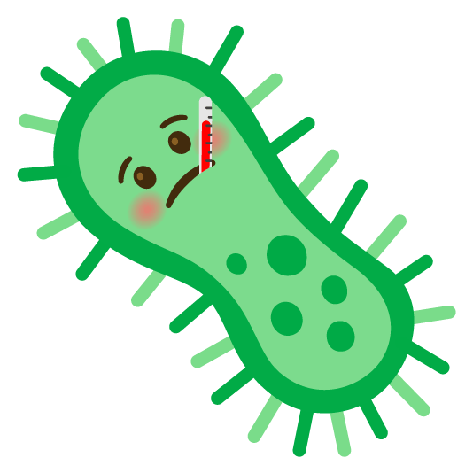 face with thermometer microbe