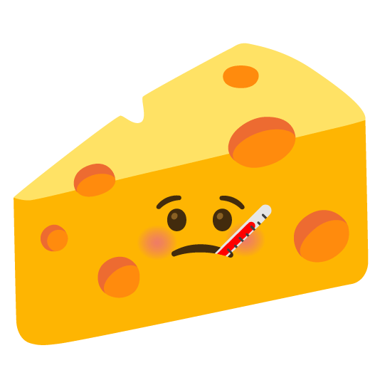 face with thermometer cheese wedge