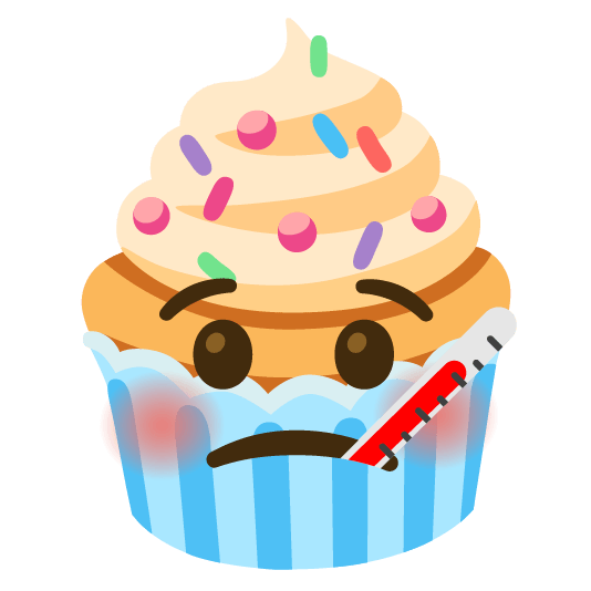 face with thermometer cupcake