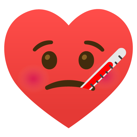face with thermometer hearts