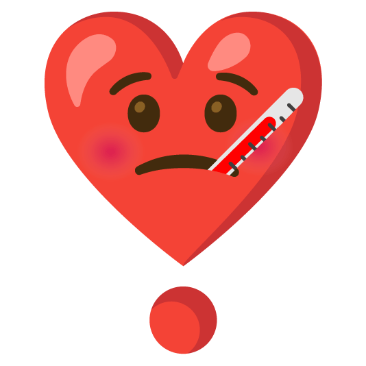 face with thermometer heavy heart exclamation mark ornament