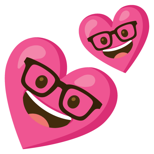 nerd face two hearts
