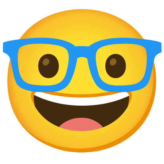 nerd face blue heart