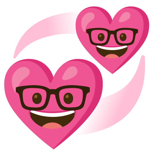 nerd face revolving hearts