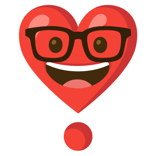nerd face heavy heart exclamation mark ornament