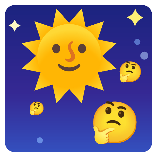 thinking face sun with face