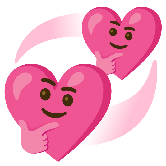 thinking face revolving hearts