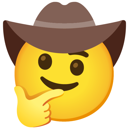 thinking face face with cowboy hat