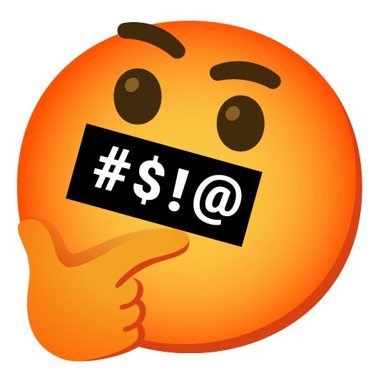 thinking face face with symbols on mouth