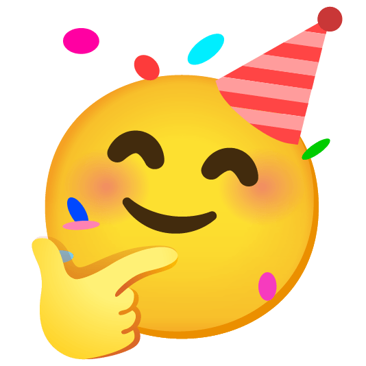 thinking face partying face