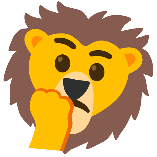 thinking face lion face