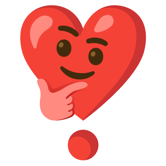 thinking face heavy heart exclamation mark ornament