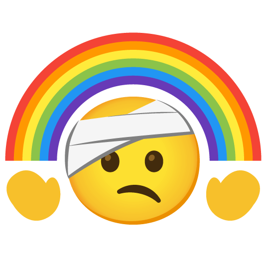 face with head bandage rainbow