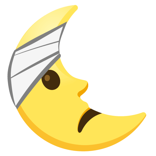 face with head bandage last quarter moon with face