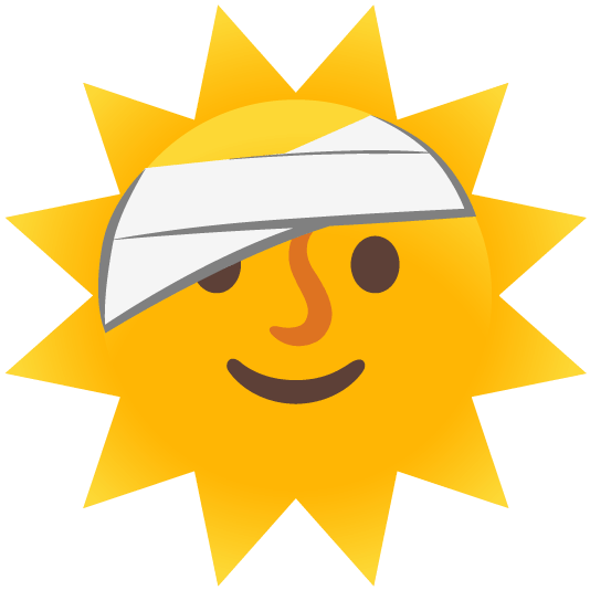 face with head bandage sun with face