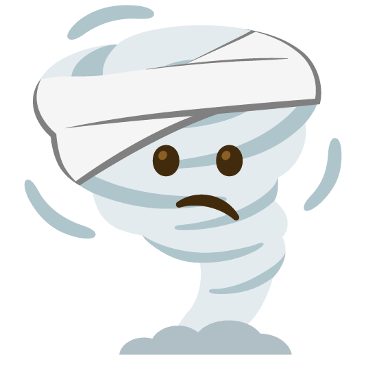 face with head bandage tornado