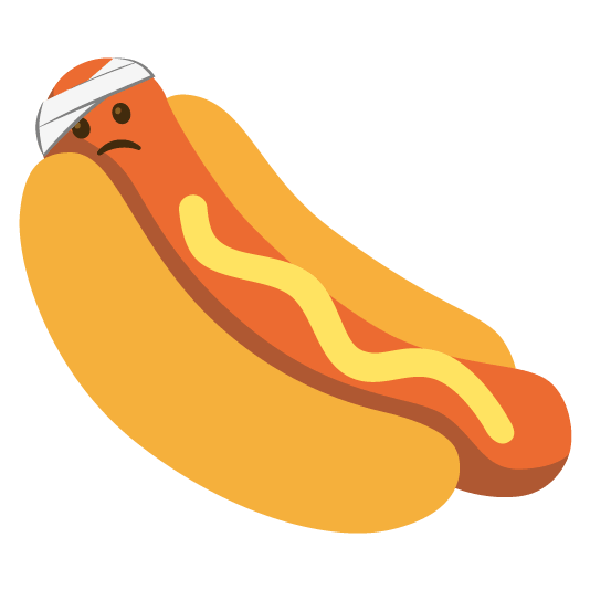 face with head bandage hotdog