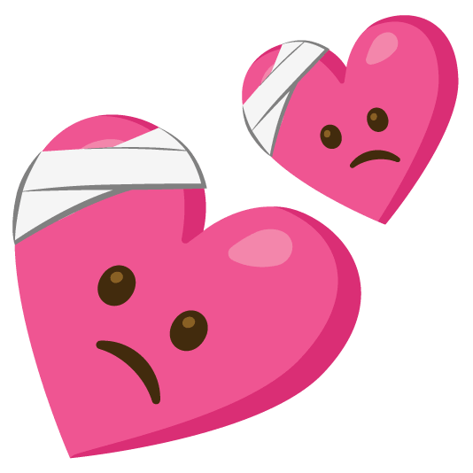 face with head bandage two hearts