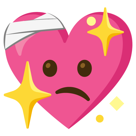 face with head bandage sparkling heart